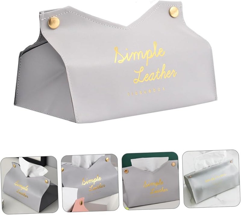 حامل علبة المناديل من الجلد البولي يوريثان الأسود تصميم علبة ورقية إبداعية حافظة تخزين زخرفية للمنزل - Image 3